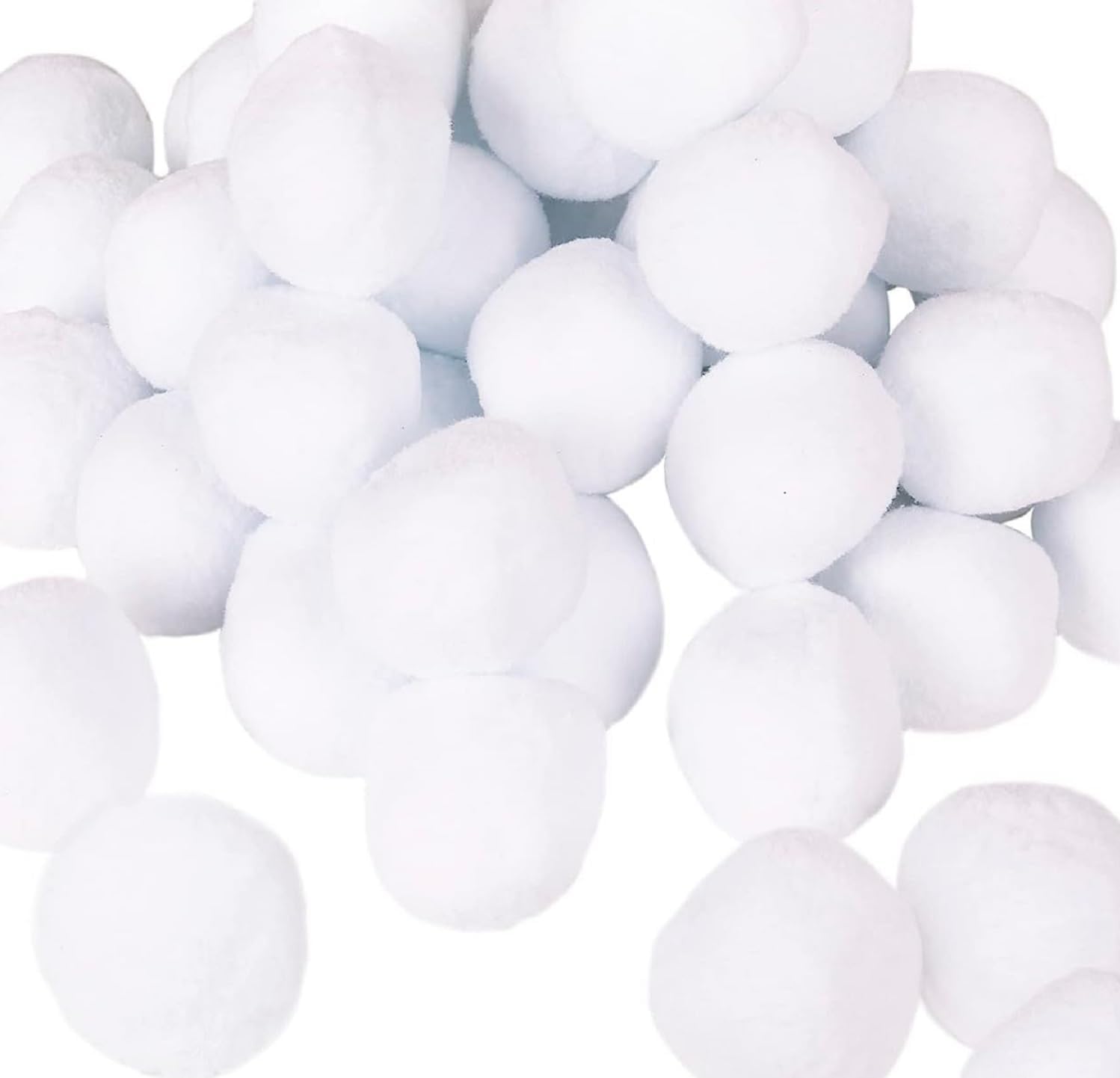 Artificial Snow - Poekot 60 Pack Indoor Snowballs for Kids Snow Fight,Snow Toy Balls for Indoor or Outdoor Play,Fake Snowballs Xmas Decoration,Realistic White Plush SnowBalls for Kids Adults Game (White 2in 60pcs)