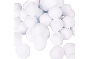 Poekot 100 Pack Indoor Snowballs for Kids Snow Fight, Snow Toy Balls for Indoor or Outdoor Play,Fake Snowballs Xmas Decoration,Realistic White Plush SnowBalls for Kids Adults Game (White 2in 100pcs)