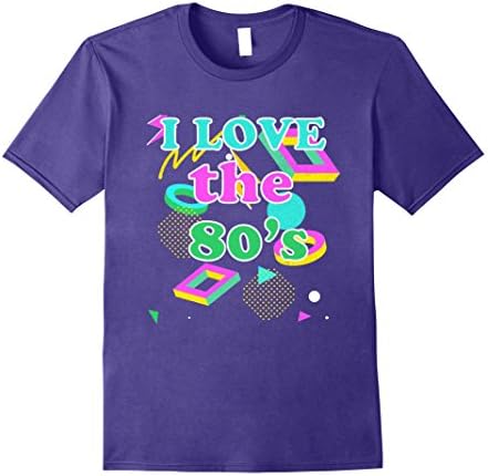 Mens I Love The 80's Vintage Distressed T Shirt Eighties Inspired Large Purple