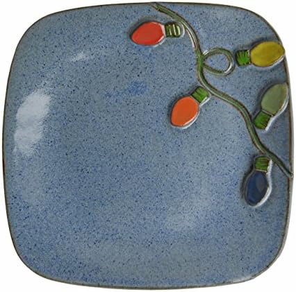MudWorks Pottery Christmas Lights 8-inch Square Plate
