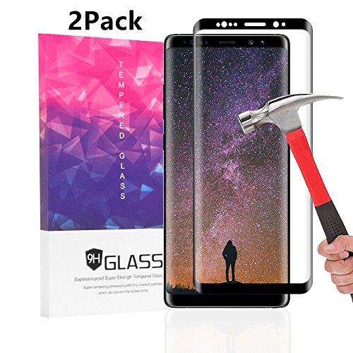 Galaxy Note 8 Screen Protector, AOKER [2Pack] Full Coverage / Anti-Scratch / Shatter-Proof 9H Hardness Premium Tempered Glass Screen Protector for Samsung Galaxy Note 8 (2Pack Black Full)