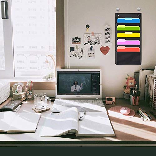 Hanging Wall File Folder Organizer Storage Pocket Chart with 5 Pocket