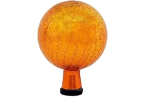 Oakestry G6-M-C, Crackle Attractive Decorative Gazing Globe Hand-Blown Glass for Home Garden Lawn Outdoor Stylish Ball Home Decor and Yard Ornament Mandarin 6-Inch