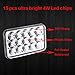 4Pcs 60W Philips Chips 4x6 inch LED Headlight Rectangular Replacement H4651 H4652 H4656 H4666 H6545 for Peterbil Kenworth Freightinger Ford Probe Chevrolet Oldsmobile Cutlass 4Pcs