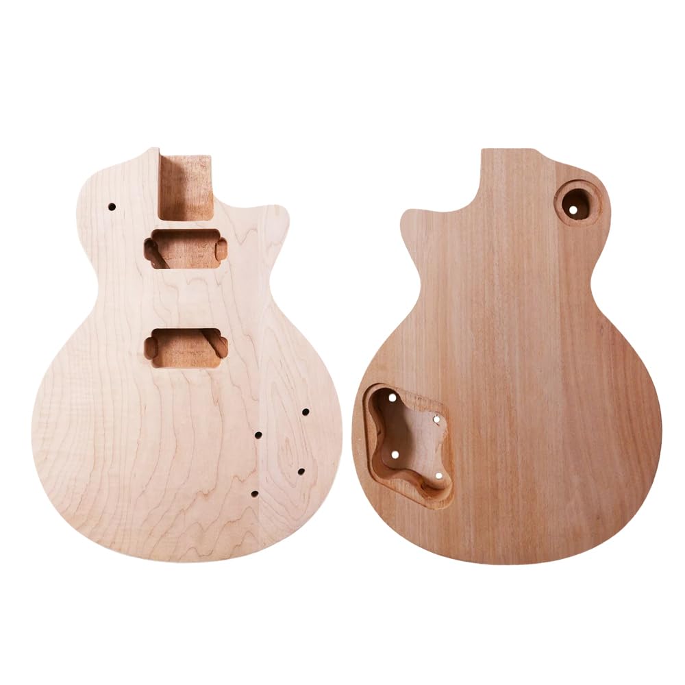 Yinfente Natural Mahogany Maple Cap DIY Electric Guitar Replacement Set (bolt on)