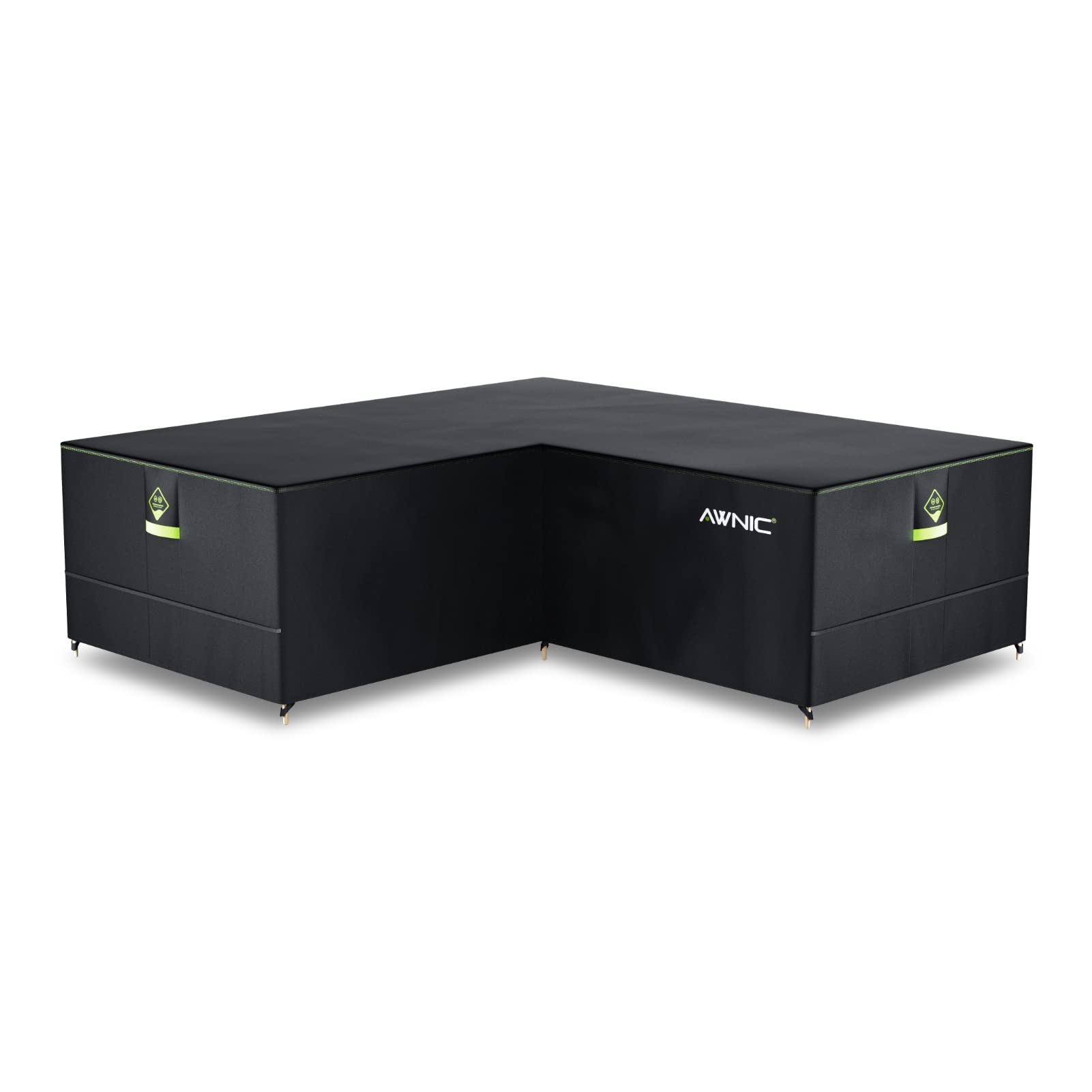 Awnic L-Shaped/Corner Sectional Outdoor Sofa Cover, Heavy-Duty, Waterproof, Black