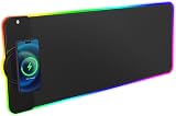 Hcman 15W Wireless Charging RGB Gaming Mouse Pad 80x30cm Extra Large Black