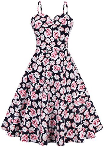 FavorGrace's Floral Summer Dress With Adjustable Straps Black &amp; Pink XL
