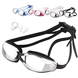 Best Value Mirrored Leakproof Anti Fog Swimming Goggles for Adult Men, Women and Ladies with UV Protection & Free Nose Plug - Comfortable Reflective Tinted Lens Swim Glasses - Lifetime Warranty!