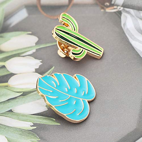 ink2055 Banana Leaf Cactus Unisex Enamel Brooch Pins for Scarf Clothes Lapel Collar Badge Jewelry Accessoriesr - Leaf #