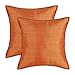 CaliTime Pack of 2 Silky Throw Pillow Covers Cases for Couch Sofa Bed Modern Light Weight Dyed Striped 18 X 18 Inches Orange