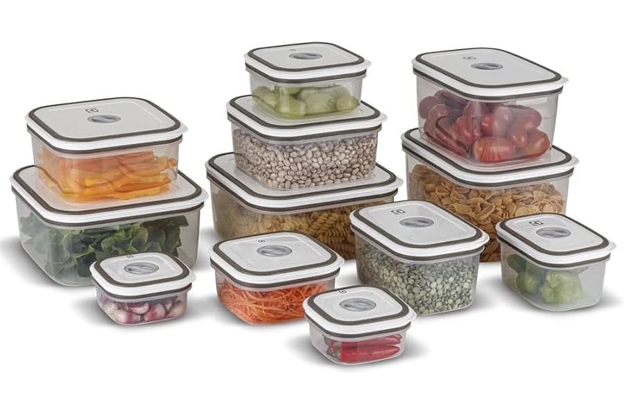 Electrolux Kit 12 Potes Herméticos Plástico Multiuso Vedação Silicone | BPA Free, Porta Mantimentos
