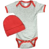 Monag Collegiate Baby Bodysuit Set - Short Sleeve Onesie and Cap Set