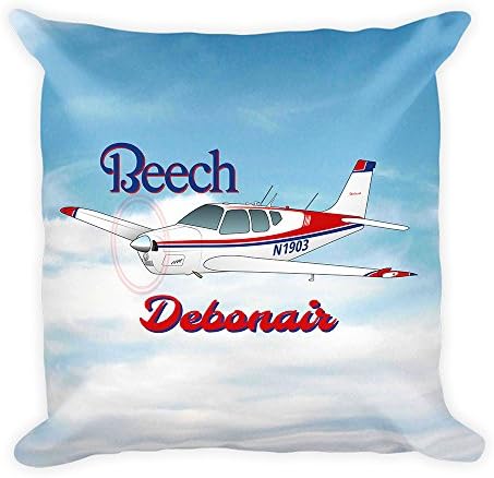 Beechcraft Debonair Custom Airplane Throw Pillow Case Stuffed &amp; Sewn