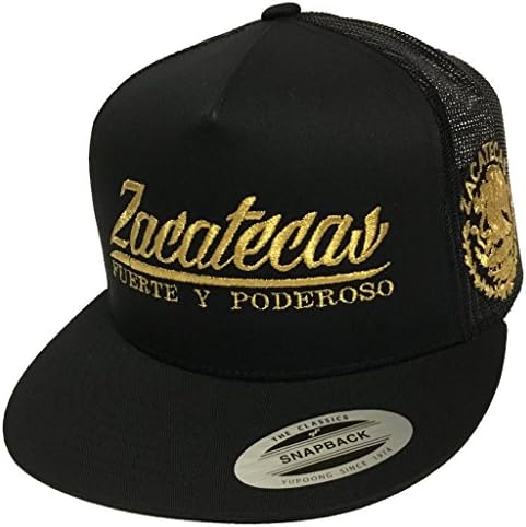 Zacatecas Fuerta y Poderoso 2 Logos Hat Black Logo federal Mesh Snapback