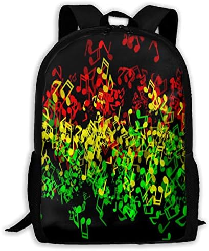 Rasta Reggae Music Laptop Bookbag, Business Bag Travel, Waterproof Anti-Theft Unisex Classic Lightweight College Schoolbag Fits 15-inch Computer Backpack