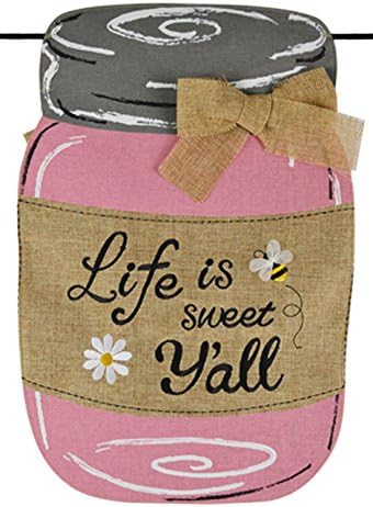 Home Garden Flags Pink Mason Jar Life is Sweet Yall Burlap Summer Garden Flag 12.5 x 18