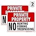 Private Property No Hunting Fishing Trespassing Sign, (2 Pack) 10x14 Inches, Rust Free .040 Aluminum, Fade Resistant, Made in USA