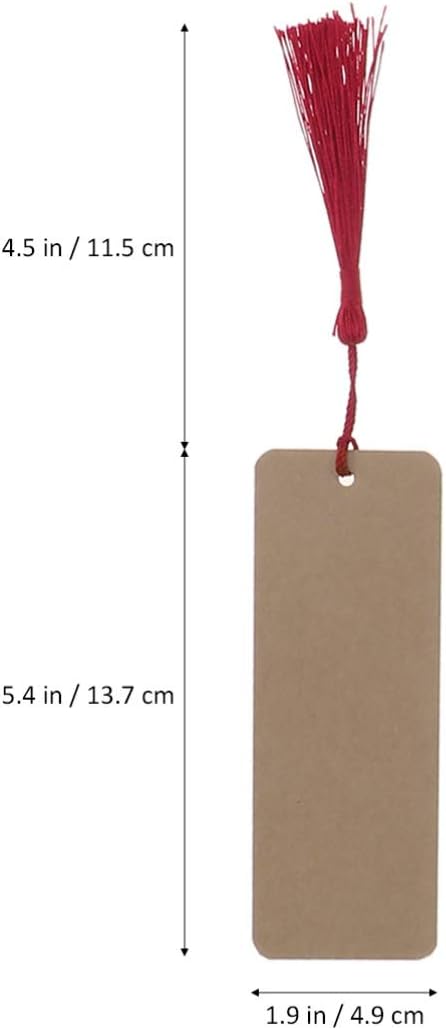 NUOBESTY 24pcs Book Page Mark Blank Paper Bookmarks with Tassel for Art Craft School Party Favor Khaki, Medium - Image 4