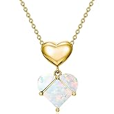 Zoeniya Birthday Gifts for Women,18k White/Yellow Gold - Plated Dainty Small Heart - Shaped Birthstone Pendant Necklace Valentine Mothers Day Birthday Gifts for Women Her