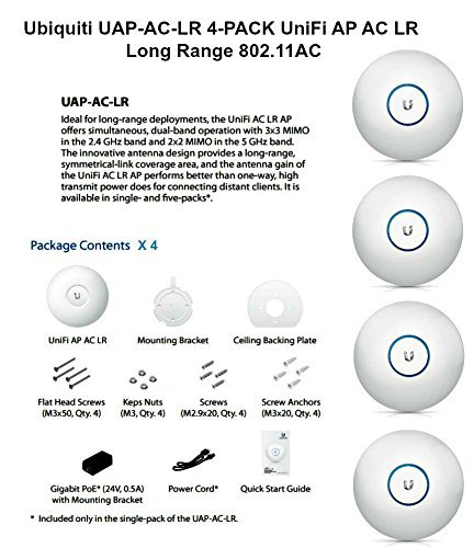 Ubiquiti UAP-AC-LR 4-PACK UniFi AP AC LR Long Range 802.11AC Gigabit PoE