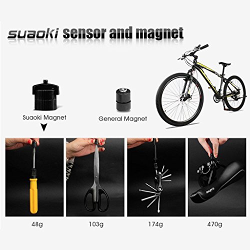 SUAOKI Wireless Bike Computer Bicycle Speedometer Bike Odometer with LCD Backlight, 5 Language Displays, Auto Power On/Off Systems, Multi Function for Cycling