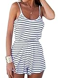 Choies Women's Summer Sexy Monochrome Stripe Spaghetti Strap Backless Romper Playsuit S