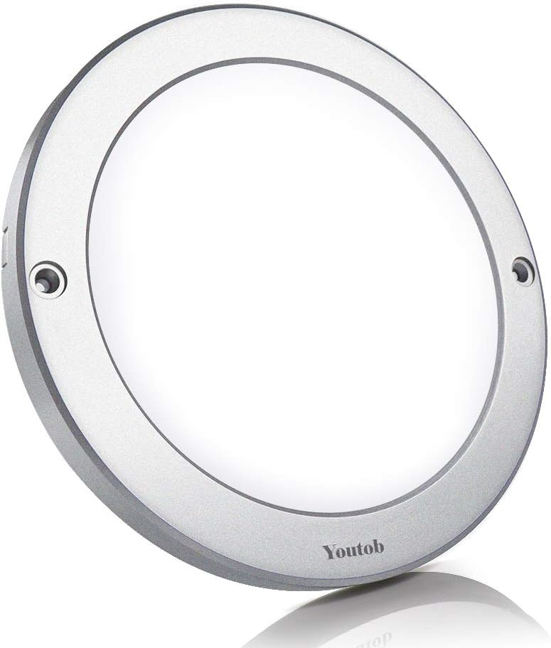 Youtob LED Flush Mount Ceiling Light, 15W 100 Watt Equivalent, 1200lm Brushed Silver Round Lighting Fixture for Closets, Kitchens, Stairwells, Basements, Bedrooms, Washrooms (Cool White 4000K) - - 