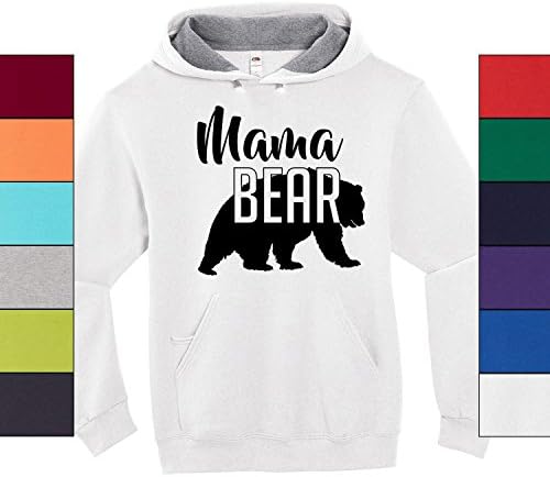 Custom Apparel House Mama Bear Hoodie Mom Women Soft Hoodie Adult Unisex,Small, White