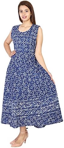 The Blue Elephant Women's Cotton Printed Wax Style Maxi Long Dress