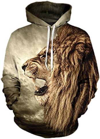 Cavinsle Lion Ancient Digital Printed Men Women Hooded Sportswear Hoodies Cap Windbreaker Jacket 3D Sweatshirts S