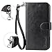 iPhone X Case, K-Moze iPhone X Wallet Case [4 Card Slots ] [Wrist Strap] [Stand Feature] PU Leather Flip Wallet Case Cover for iPhone X - Black