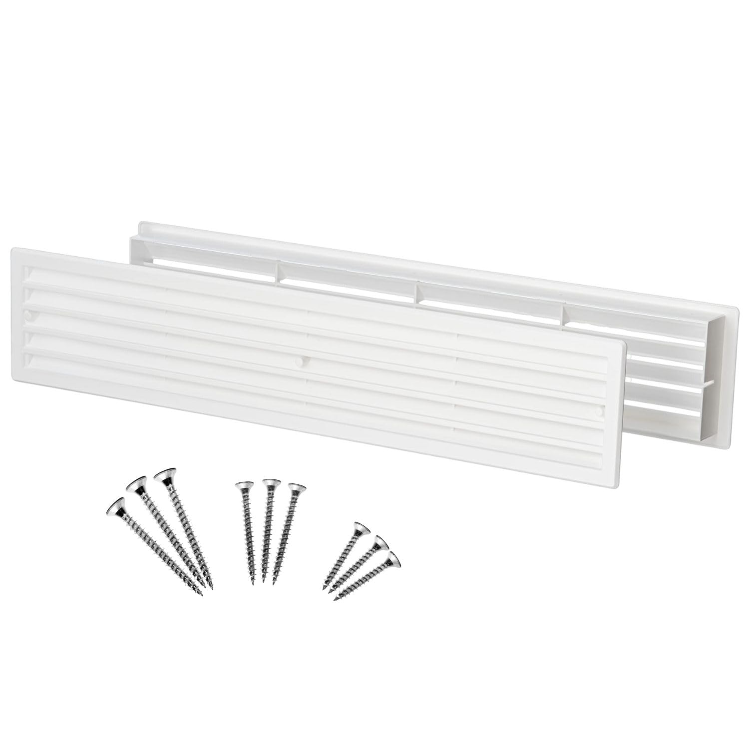 1pcs, White Door Vent Cover 450x92mm - Plastic Ventilation Grille - 17.7"x3.6" Vents for Interior Doors Two Sided - Bathroom Ventilation Grille - Door Return Air Register with Screws by Steinberg14 — image 1