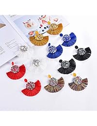 XINBOO - Juego de 6 pares de aretes con borla para mujer y niña, multicolor