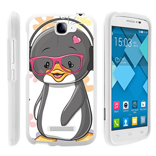 Compatible with Alcatel One Touch Fierce 2 Case | POP Icon Case [Slim Duo] Hard Shell Snap On Case Fitted Protector Matte on White Sea Ocean by TurtleArmor - Cute Penguin