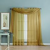 Window Elements Diamond Sheer Voile 56 x 216 in. Curtain Scarf, Gold