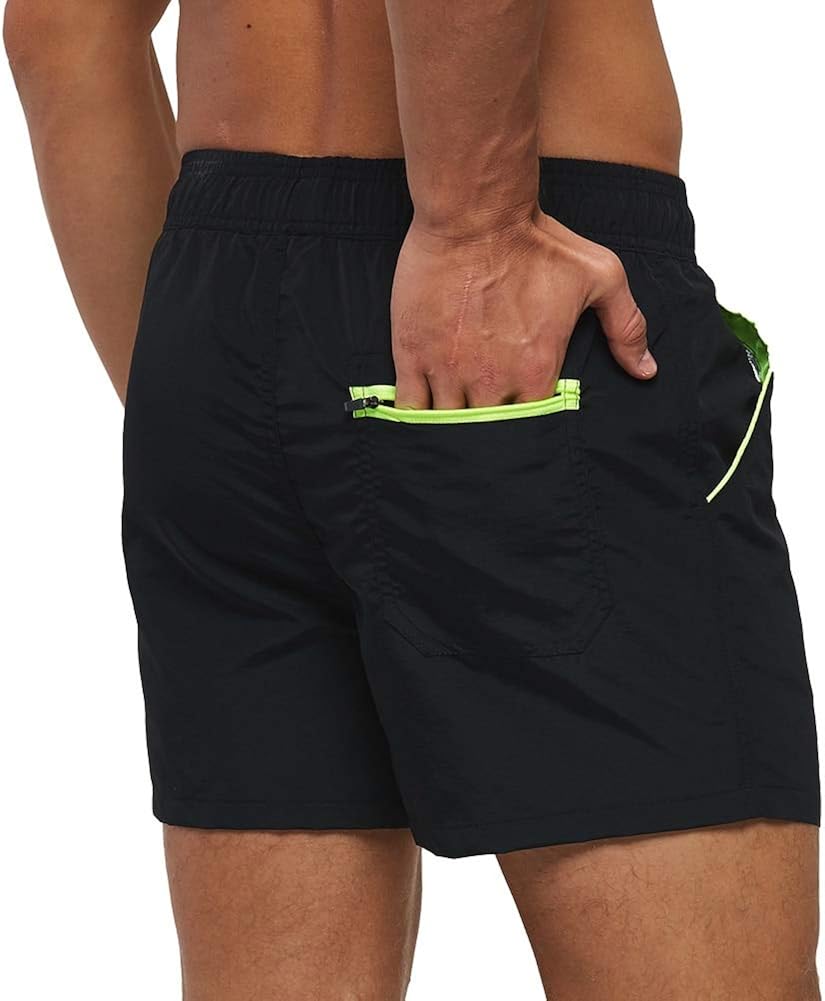 Pioneer Camp Men's Swim Trunks with Back Zipper Pockets and Mesh Lining Quick Dry Athletic Swimwear Shorts Bathing Suit: Clothing