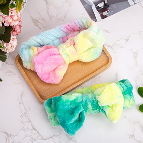 Shindel 8PCS Makeup Headbands, Bow Hair Band Coral Fleece Head Wraps for Women Spa Washing Face Shower Sports Yoga
