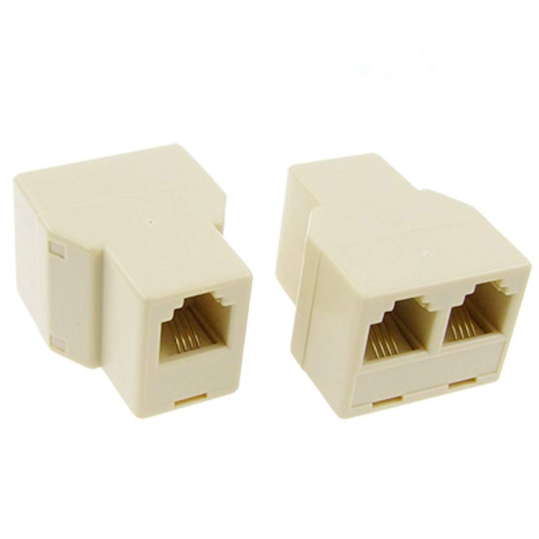 10Pcs Telephone Cable Adapter 1 to 2 Phone Jack Splitter Adapter for