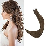 Full Shine 20inch Tape Hair PU Skin Weft Color #8 Ash Brown Tape in Extensions Unprocessed Real Human Hair Skin Weft Tape in Hair