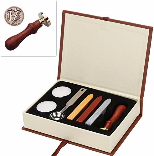 Seal Wax Kit - A-Z Alphabet Wax Badge Seal Stamp with Brass Head & Wooden Handle Wax Set Tool Gift for Postage Letter Retro Vintage Wax Seal Stamp (Random) (M)