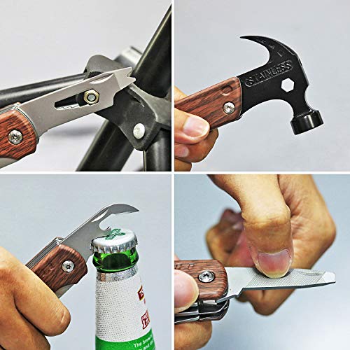 Multitool Hammer, 12 in 1 Camping Multitool Safety Lock with Claw Hammer, 3\'\' Knife, Wrench, Opener, Screwdriver, Nylon Belt Pouch, Ideal for Camping, Hiking, Survival, Outdoor, Indoor, DIY Repairing