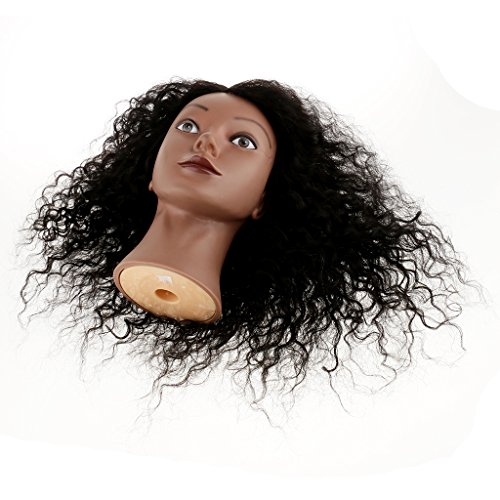 Dovewill African American Afro REAL HUMAN HAIR Cosmetology Hairdressing Silicone Training Manikin Mannequin Head Doll