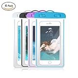 4-Pack Universal IPX8 Waterproof Case, Luminous Cellphone Dry Bag Phone Pouch for iPhone X/8/7Plus/6S Plus/SE/5S, Huawei, Samsung Galaxy Note, Google Pixel 2 HTC LG Sony MOTO up to 6.0