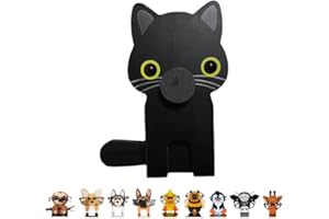 KhuaArt Newsukie,Wooden Animal Glasses Holder - Cute Solid Pine Wood Eyeglasses Stand,Carving Sunglasses Eyeglass Display Stand,Newsukie Creative Gift Glasses Holder for Desk (Cat)