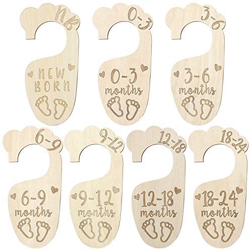 Premium Wood Baby Closet Dividers,Set of 7,from Newborn to 24 Month
