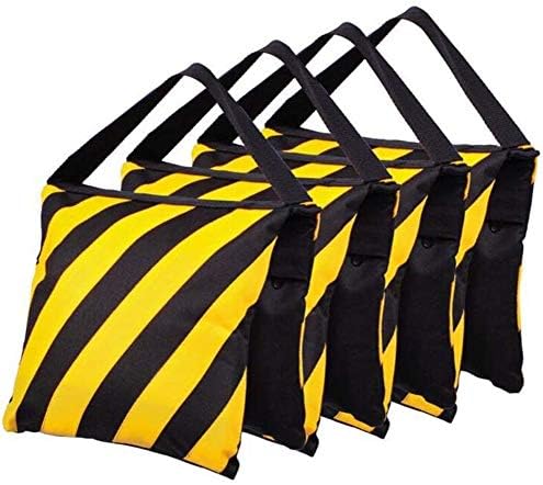 Heavy Duty Photographic Sandbag Yellow Stripe Balance Weight Double Canvas Zip Sandbag for Tripod Boom Flash Light Stand