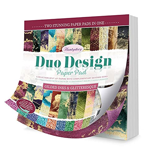 Hunkydory Crafts Duo Design Paper Pad - Gilded Inks & Glitteresque - 8"x8"