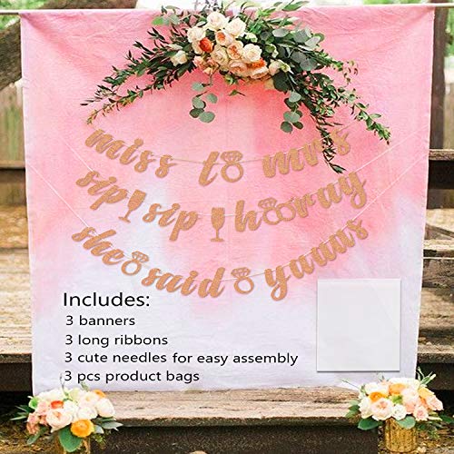 image for Faisichocalato Bachelorette Banner Rose Gold Glitter Bridal Shower Eng