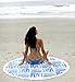 Bonita Beach Collection Round 'Roundie' Beach Towel Thick Terry Cotton with Fringe Tassels - Various Designs & Colors (The Hamptons Cabana (Blue Stripe))
